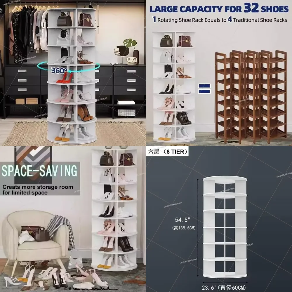 

360-Degree rotating shoe rack 7-layer display shopping mall home multi-layer floor 6-layer rotating shoe rack, vertical board