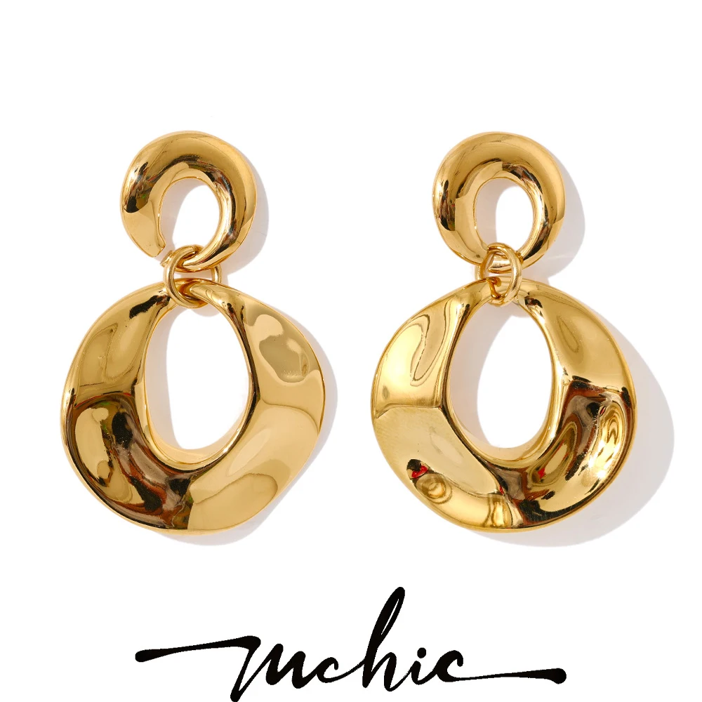 Mchic Geometrische Tropfenohrringe aus Edelstahl und Metall, exquisites Design, Schmuck für Damen, Accessoires, Bijoux-Geschenk