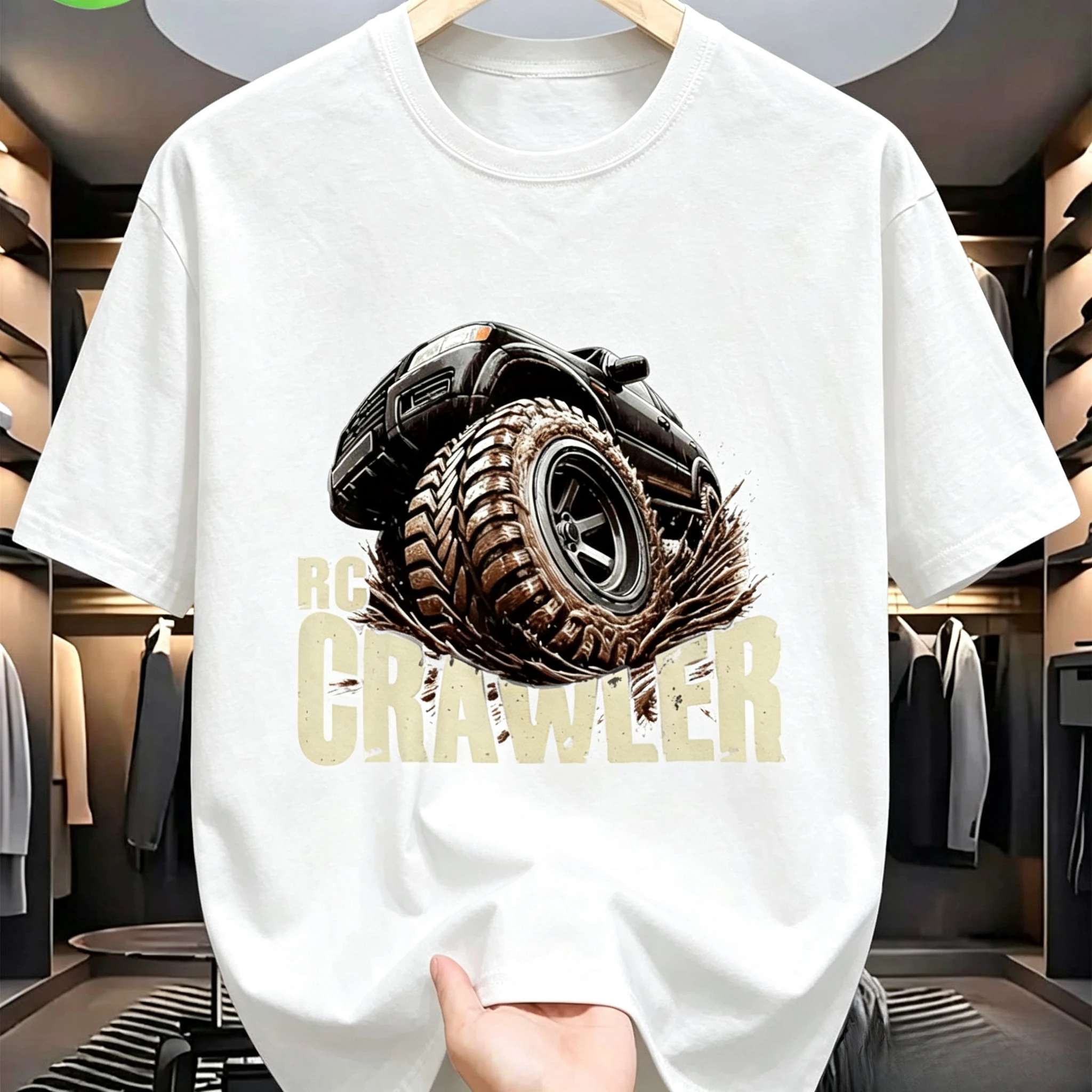 Family Matching T‑Shirt RC Crawler Off‑Road Mud Truck Graphic Front Print Parent‑Child Loose Casual Cotton Tee Tops