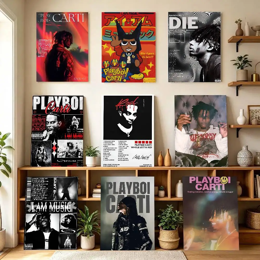Rap Playboi Carti Poster Self-adhesive Art Room Entrance Restaurant Wall Decor Art Painting