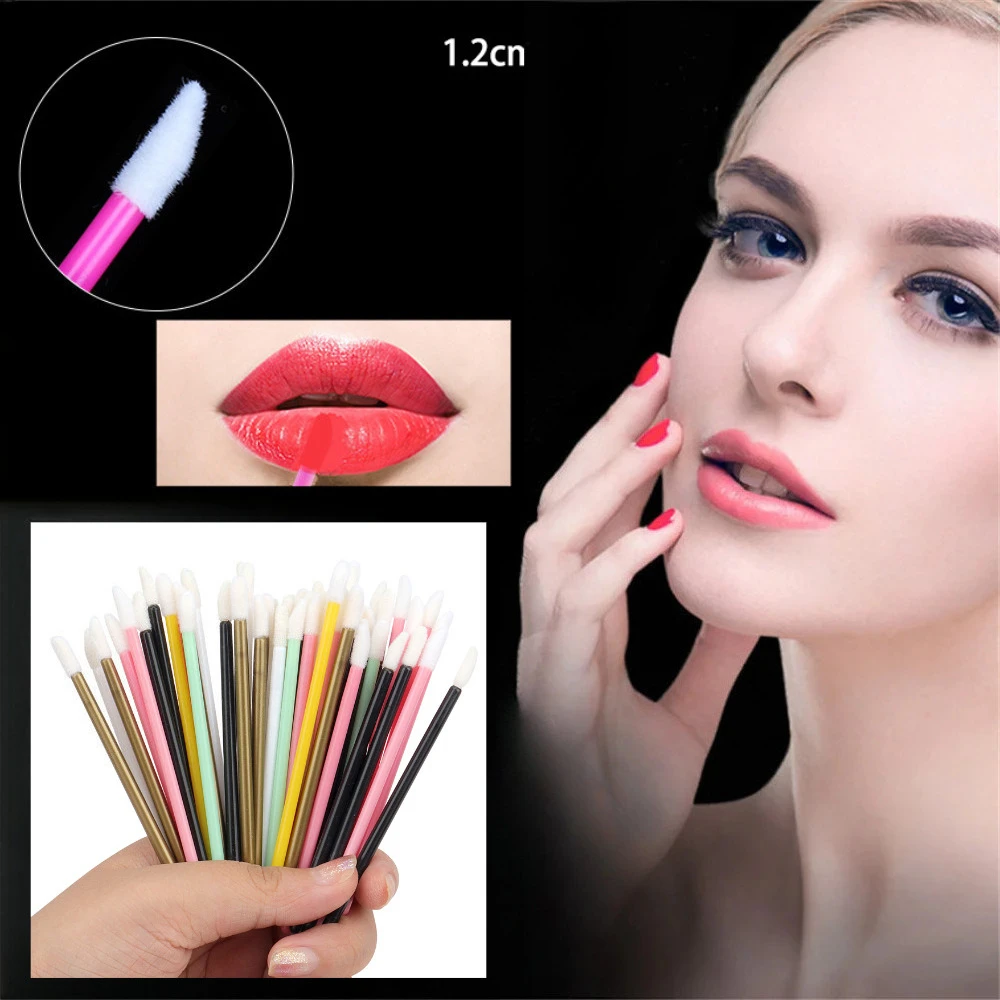 

Disposable Hollow Mini Lip Brush Portable Colorful Lipstick Lip Gloss Stick Applicator Beauty Tool Makeup Brushes 50Pcs/pack
