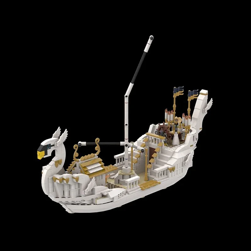 Bloques de construcción Moc con escena de película para niños, juguetes de bloques de construcción, modelo de barco Cisne, ensamblaje DIY, vista de la calle, regalos mágicos