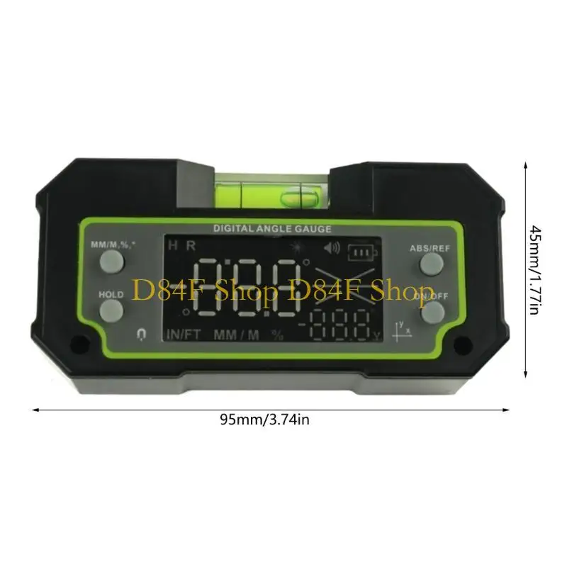D84FデジタルファインダープロトラクターゲージDualAxis傾斜計のディスプレイ