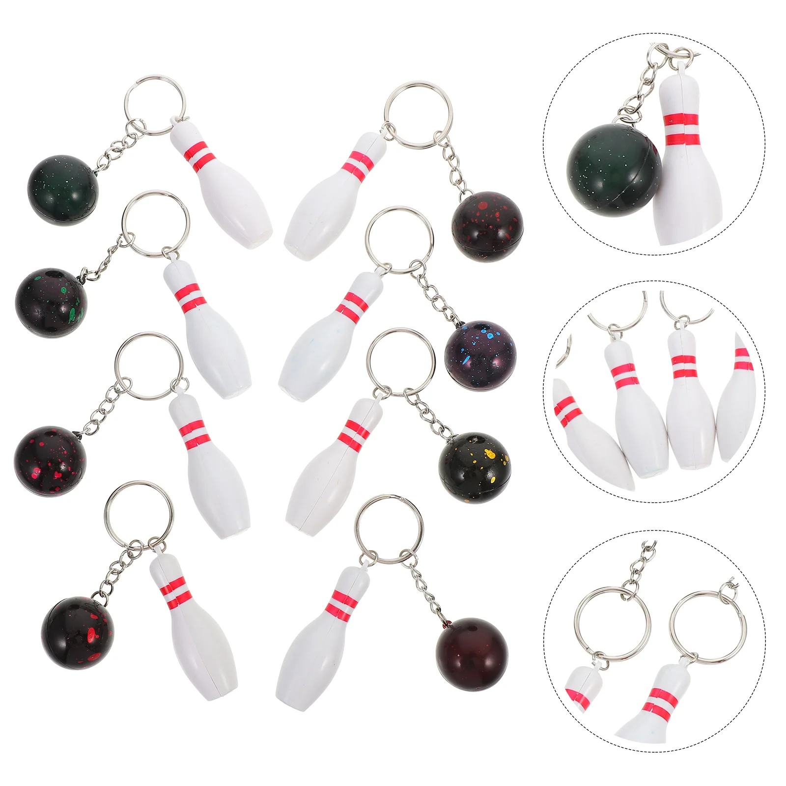 

8 Pcs Key Chain Pendant Keychain Bowling Keychains Accessories Tennis Holder Feeder