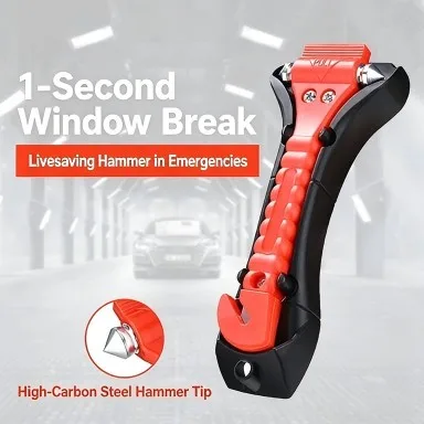 Car broken window emergency escape hammer two-in-one high hardness carbon steel safety hammer car truck bus seat belt cutter