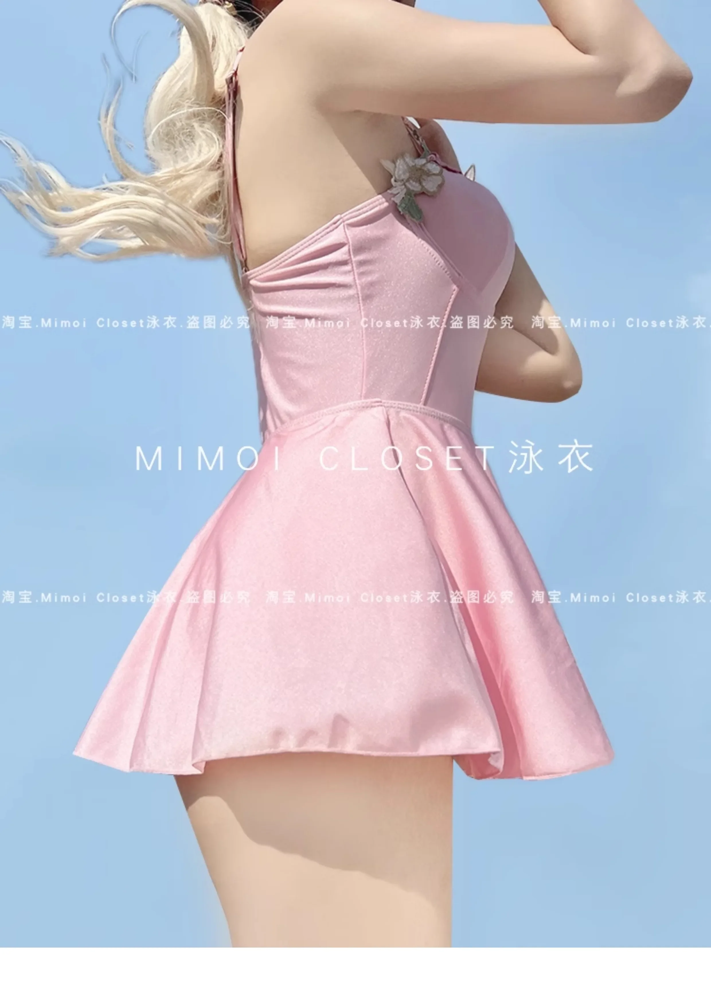 Traje de baño rosa de una pieza para niña, trajes de baño Kawaii bonitos y dulces para mujer, traje de baño Y2k, Bikinis sexys, novedad de 2025