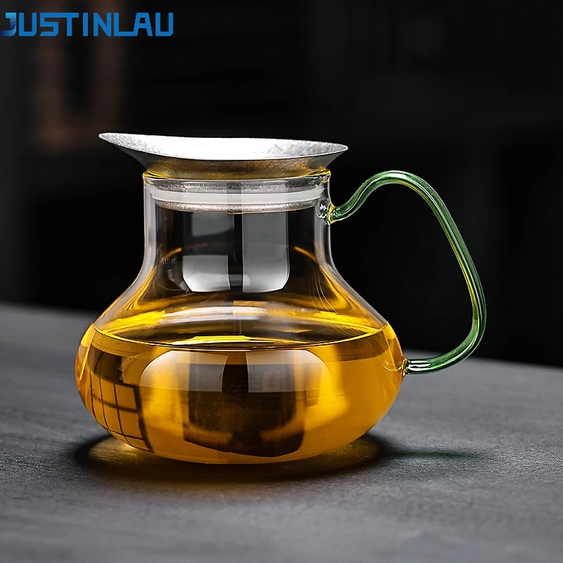

JUSTINLAU 600ml Teapot Heat-resistant Glass Tea Brewer with Titanium Tea Strainer for Electric Ceramic Stove Home Gongfu Tea Set