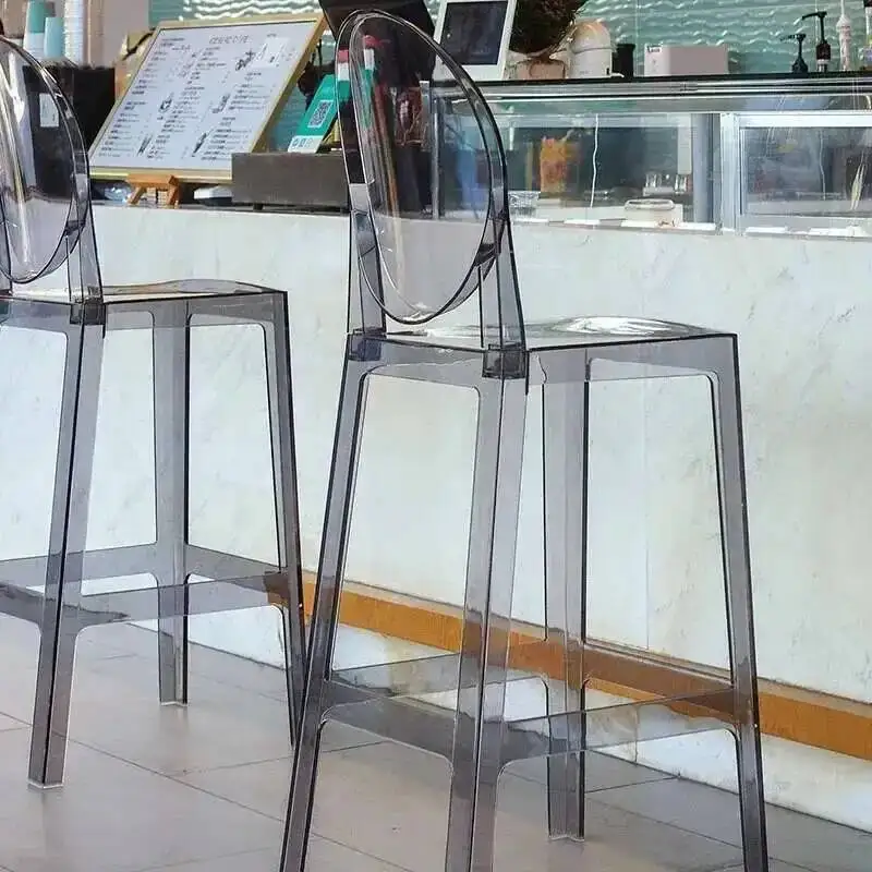 

High Chairs Ghost Bar Nordic Simple Transparent Chair Acrylic Creative Bar Stools Outdoor Backrest Front Desk High Chair