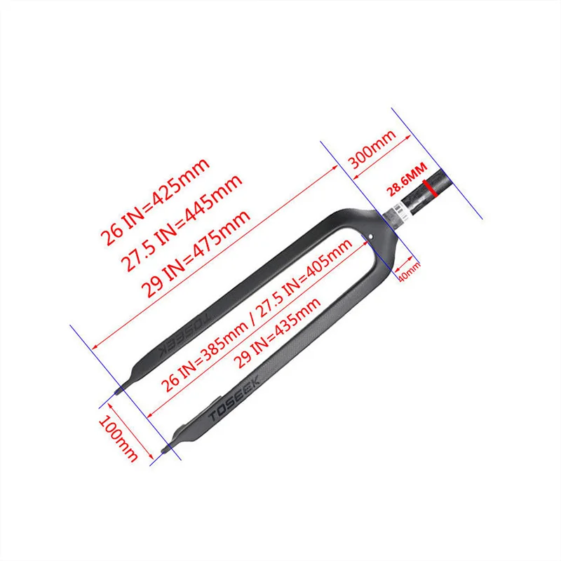 TOSEEK 3K Full Carbon Fiber Ultralight Front Fork, Fit 26/27.5/29 Inch Mountain & Road Bike Replacement Parts