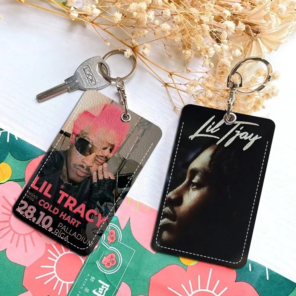 Popular Singer L-lil T-tracy PU Soft Leather Rectangular Key Card Holder Induction Elevator Protection Cover Youth Faion Accory