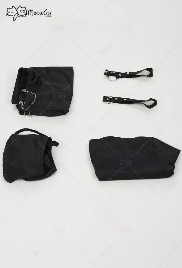 Meowcos Costume da bagno a due pezzi nero con ritaglio gotico da donna con cinturino per le gambe