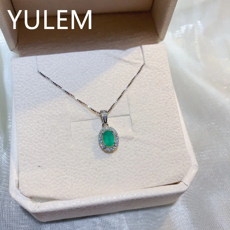 

YULEM Natural Emerald /sapphire/ruby Silver 925 Oval Cut Stone 4x6mm Fine Jewelry for Women Daily Wear