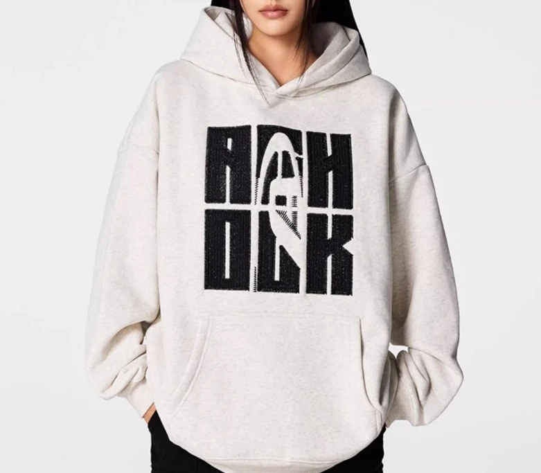 

2025 Fashion 330G Heavy duty RH DK Letter Printed Black Hoodie Men's and Women's Casual Loose Hoodie Hoodie Hoodie Sportswear