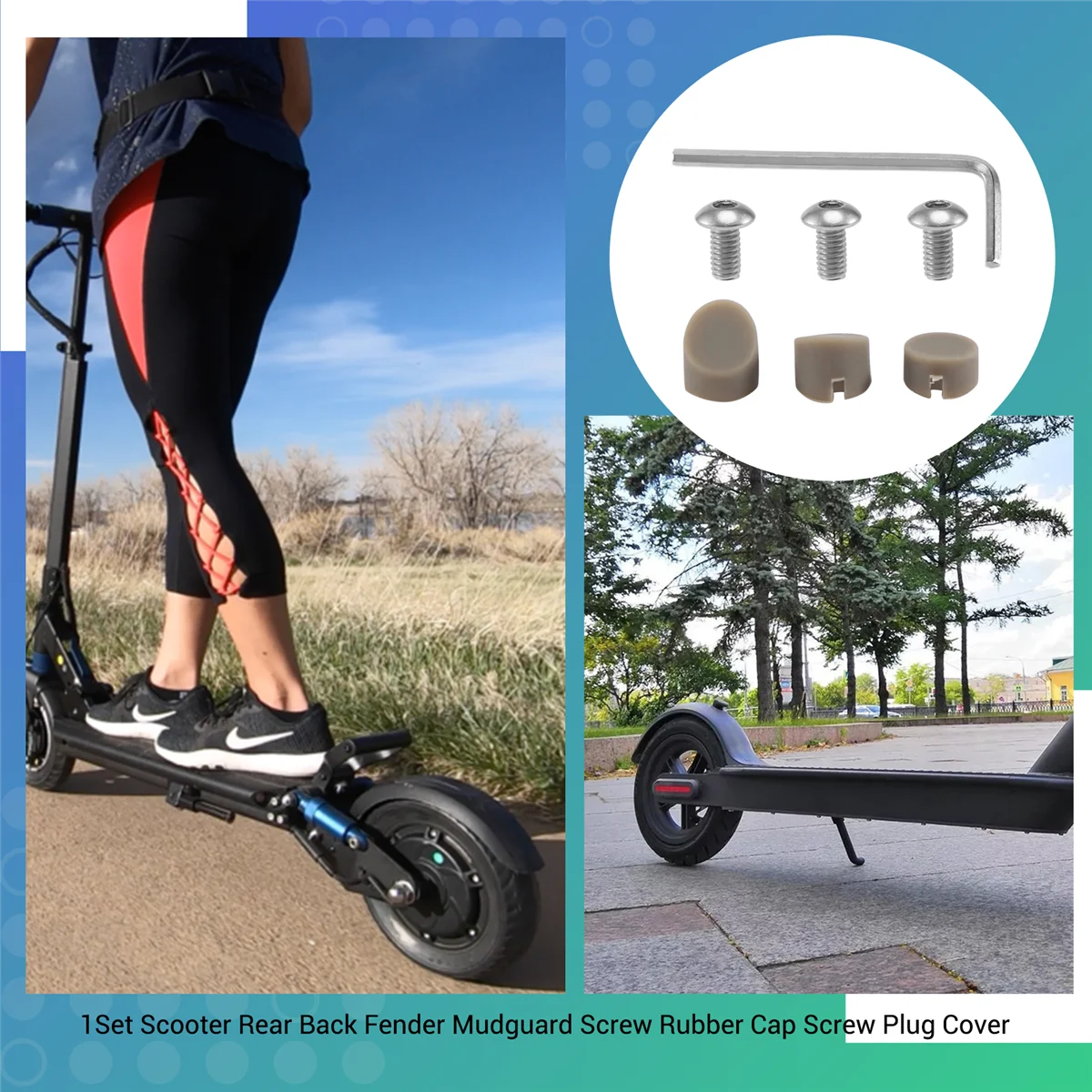 1 مجموعة سكوتر الخلفي الخلفي الحاجز الطين المسمار غطاء مطاطي سدادة لولبية غطاء ل XIAOMI M365 أجزاء سكوتر كهربائي (رمادي) غنية