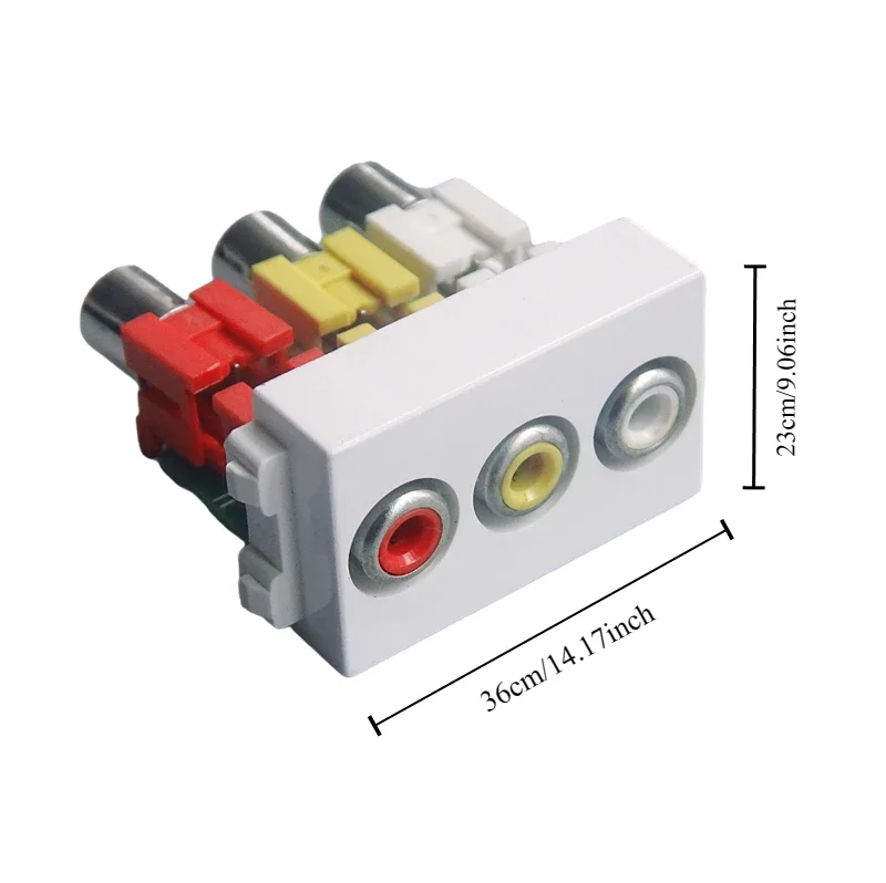 

Wall mounted 3-hole lotus AV 23x36mm panel solderless direct insertion docking module for audio and video audio equipment