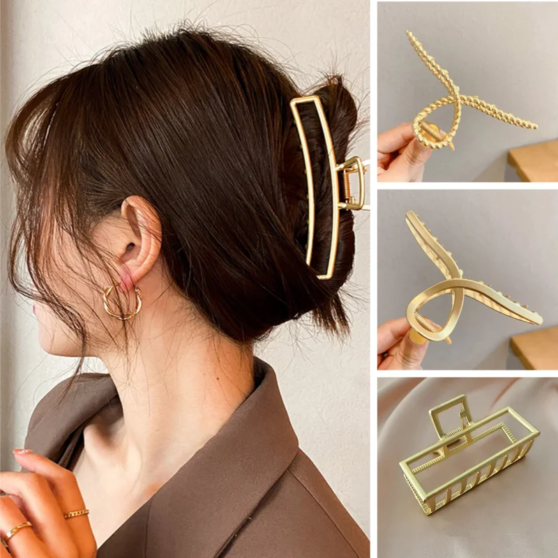 Geometric Metal Hair Claw para mulheres e meninas, Crab Clips, Elegant Twist Headband, Hairpin, Hair Clamps, Acessórios de moda