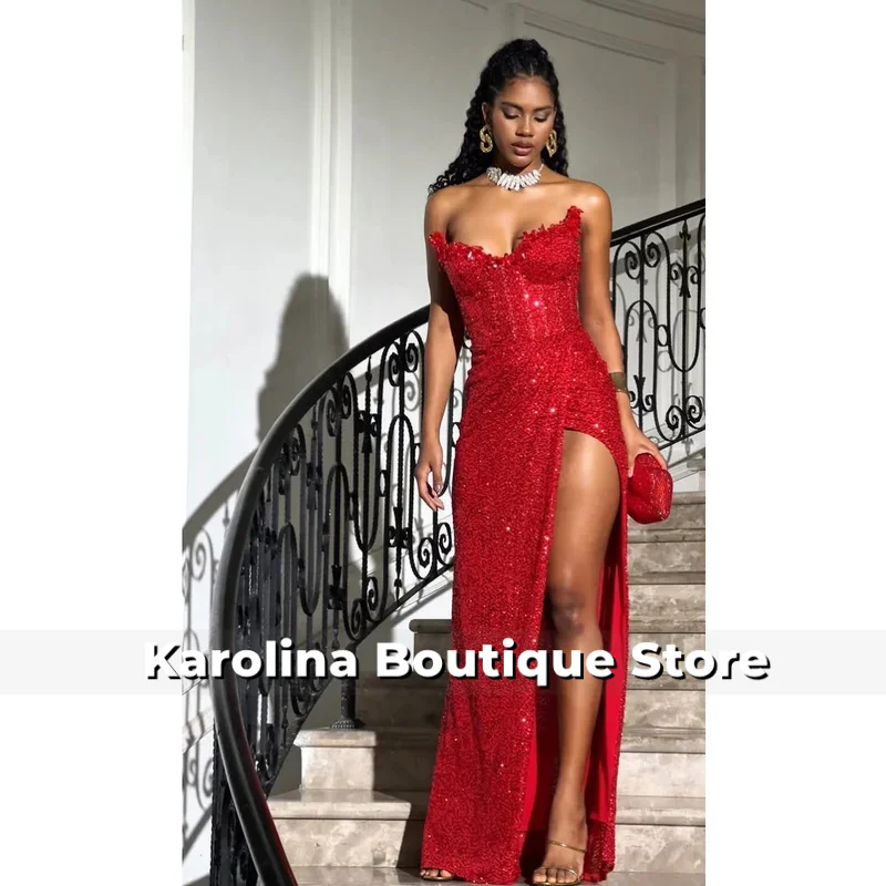 Czerwone suknie balowe szyte na miarę luksusowe suknie na studniówkę 2025 damska luksusowa suknia wieczorowa damska bez rękawów błyszcząca suknia koktajlowa damska