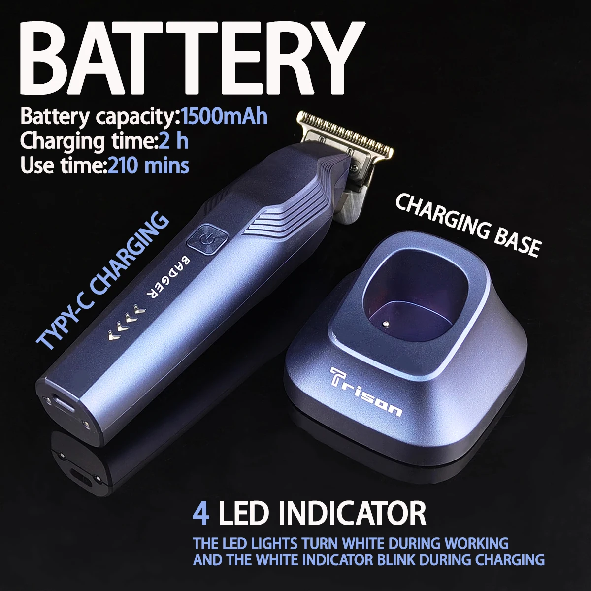 Professional Electric Hair Clipper M4T Hair Trimmer for Man 7200RPM Silent Motor with Base T-shaped Blade Barber Shop Machine