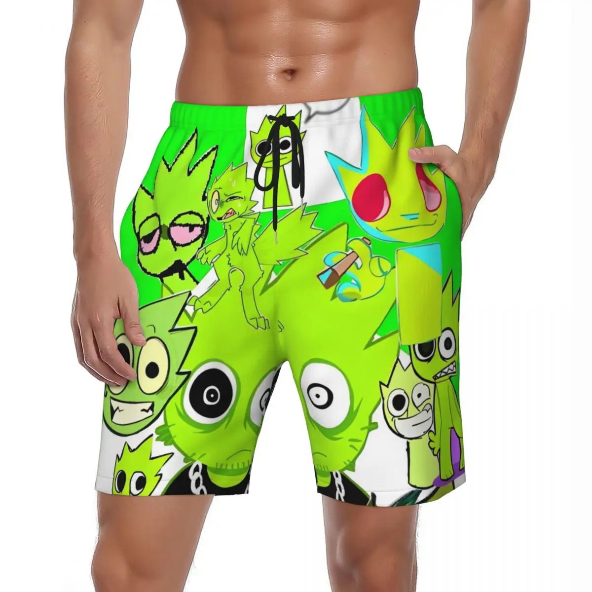 

Sprunki Incredibox Game Board Shorts Summer Surfing Beach Shorts Men Quick Dry Casual Custom Large Size Swim Trunks