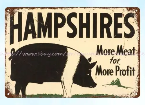 buy wall art 1950s HAMPSHIRES live stock sign farm pig hog metal tin sign