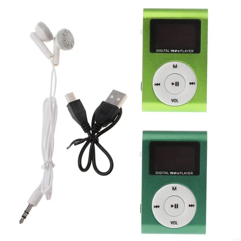 Y4UE MX-801 ميني USB مشبك معدني مايكرو فتحة للبطاقات شاشة LCD مشغل موسيقى MP3