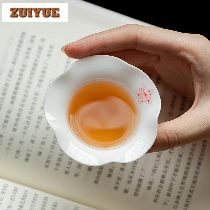 2 قطعة/الوحدة رسمت باليد زهر الخوخ فنجان الشاي الفاخرة وعاء الشاي كوب للشاي الشاي تذوق العطر كوب Jianzhan ماستر أكواب Teaset 50 مللي #3