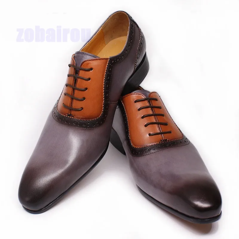 

Men's Genuine Leather Oxford Shoes Cowhide Leather Shoes Purple Brown Color Personalized Formal Attire Business Men's Shoes