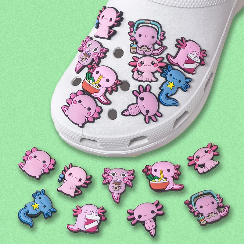 

1/9/90pcs Pink Salamander Shoe Decoration for Sandals Blue Newt Shoe Charms Accessories Women Girls Kids Gift Fits All Clogs