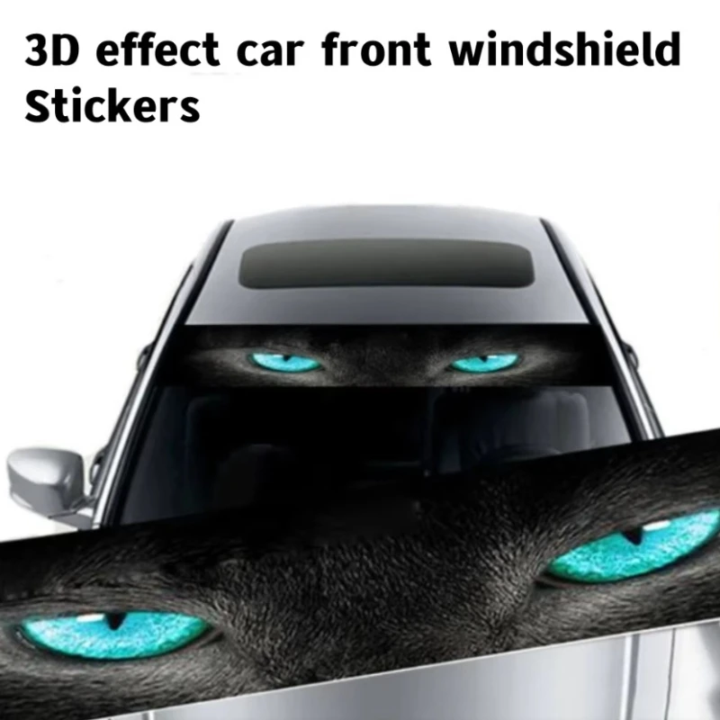 3D Effect Car Front Windshield Stickers Personalized Stickers Interesting Stickers Ghost Pattern Wolf Eyes Pattern