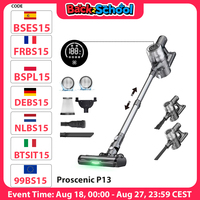 Proscenic P13 Cordless Vacuum Cleaner, 45Kpa Suction, Stick Vacuum with Green Light, LED Display, Max 45mins Runtime, Gray