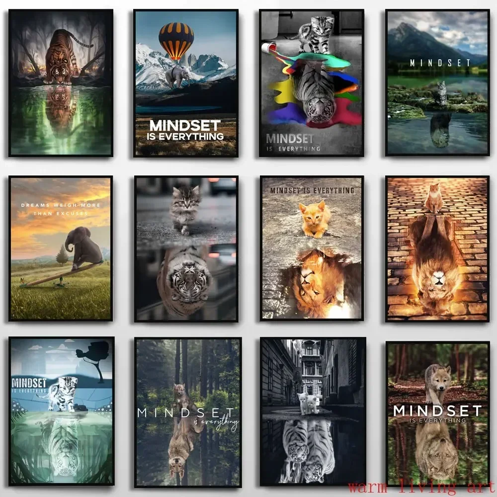 Mindset Is Everything Lion Posters and Prints Wall Arts Print Canvas Painting Wall Art Home Decor