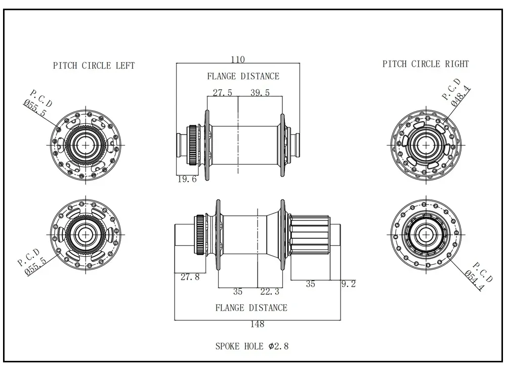 GOLDIX M370 36T Ratchet Bicycle Hubs 28 Hole J-Bend Spoke Center Lock Disc Brake Mountain Bike Hub HG/XD/MS 4pcs Seal Bearing