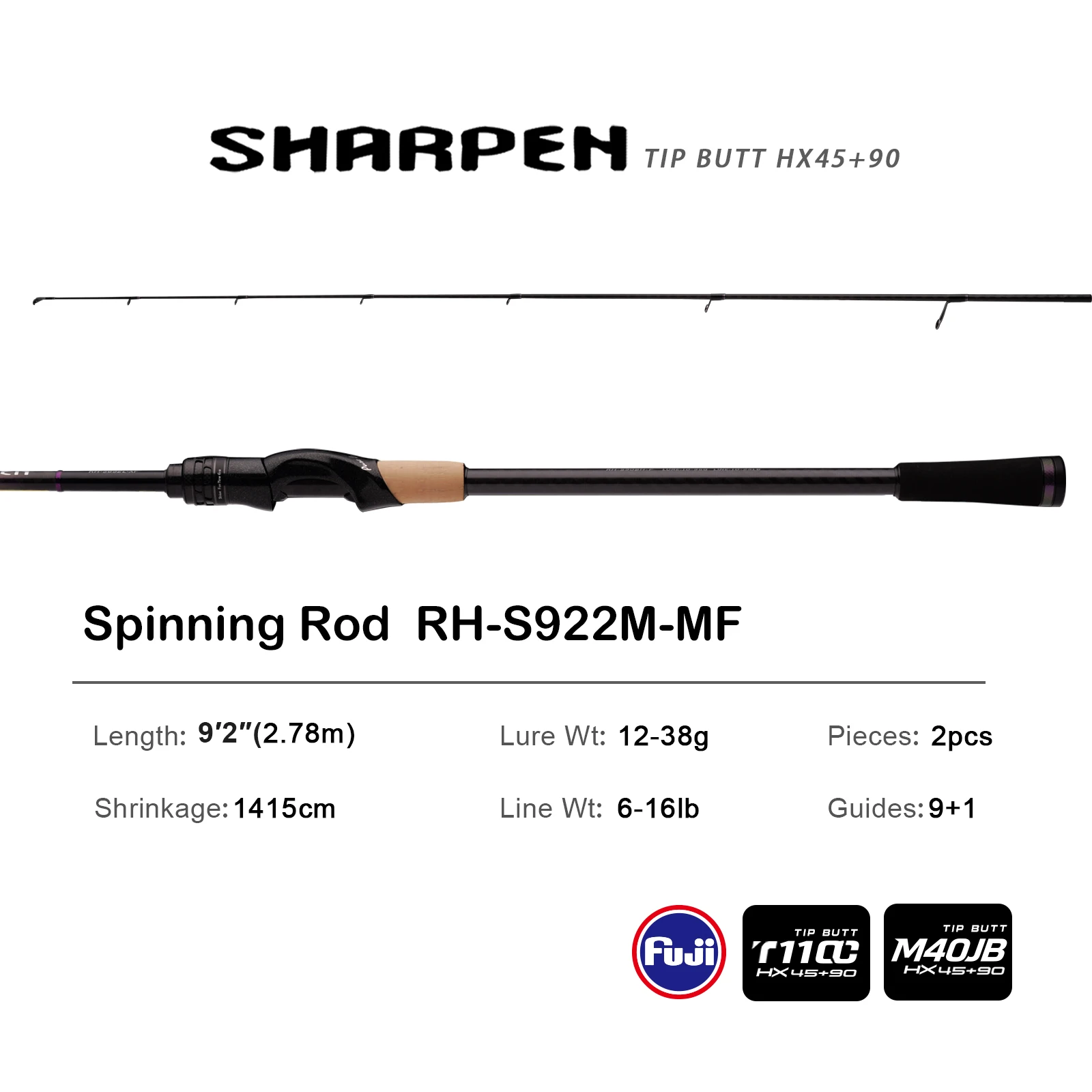 PURELURE SHARPEN Soft Lure Long Spinning and Casting XF/MF Action Rods FUJI Components Bass Pike Rod Angelrute Spinnrolle