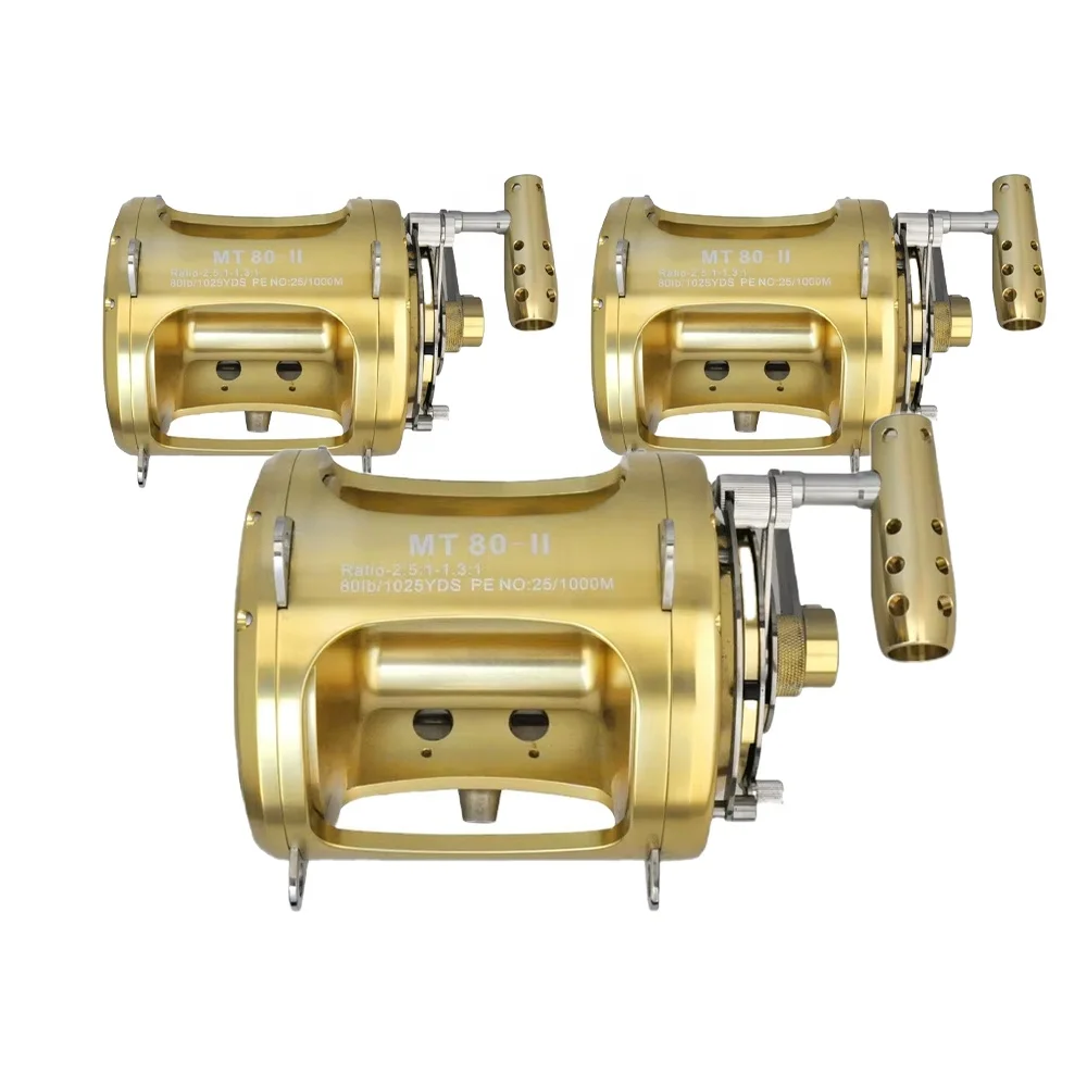 

Fishing Reel Big Game 80w Deep Sea 2 Speed Golden Jigging Tuna Salt Water Trolling Fishing Reels for Saltwater Trolling Reels
