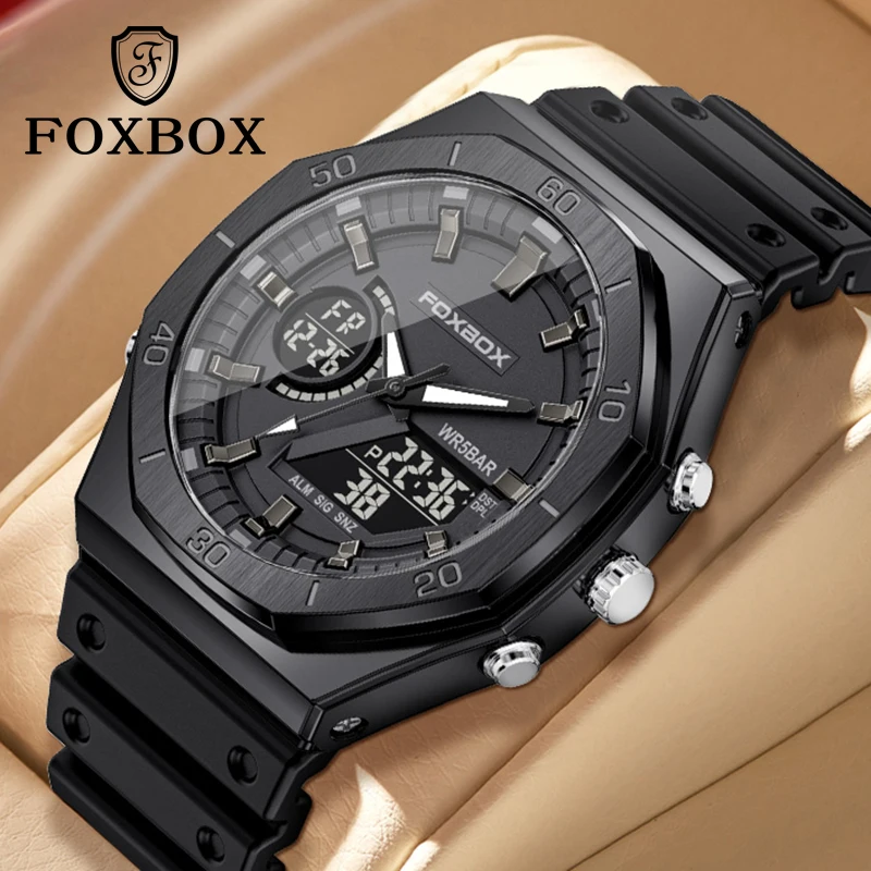 FOXBOX Top Brand Digital Watches For Man Original Silicone Strap Man’s Watch Waterproof Luminous Calendar Relogio Masculino 2024