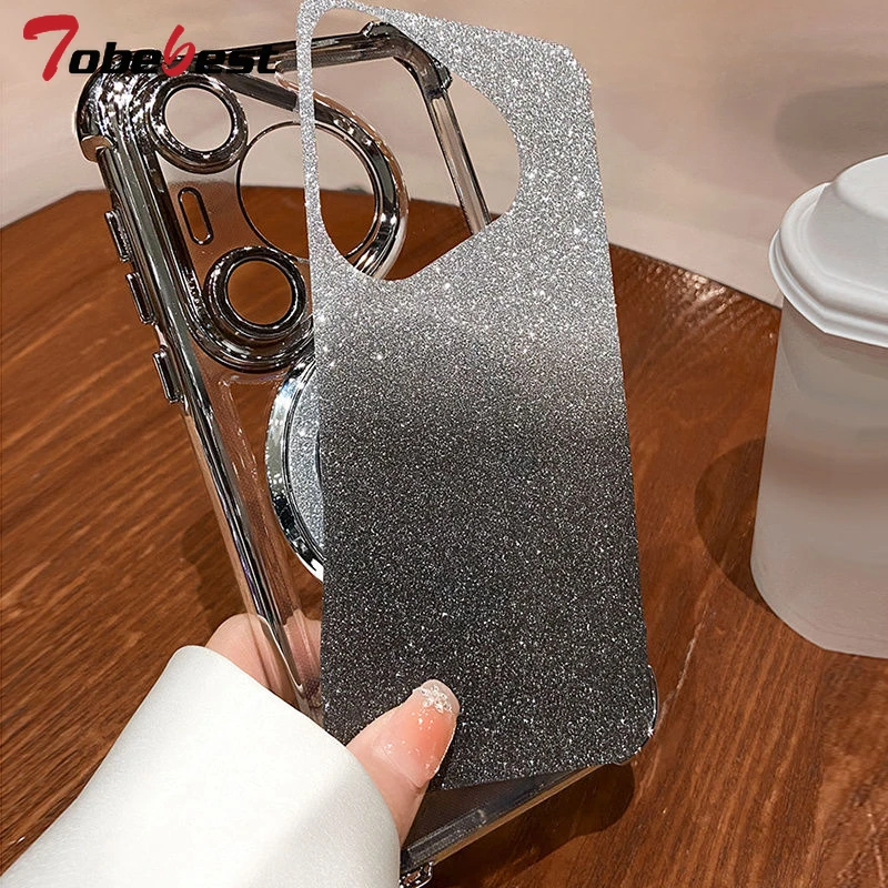 Shockproof GLITTER Plating Crystal Bracelet Magsafe Phone Holder Case For Huawei Honor 200 100 90 80 70 60 Pro Cover image 6
