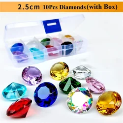 25mm K9 Crystal Diamond 10 Colors Glass Diamonds Box for Paperweight Birthstone Home Decoration Children's Day Christmas Gifts