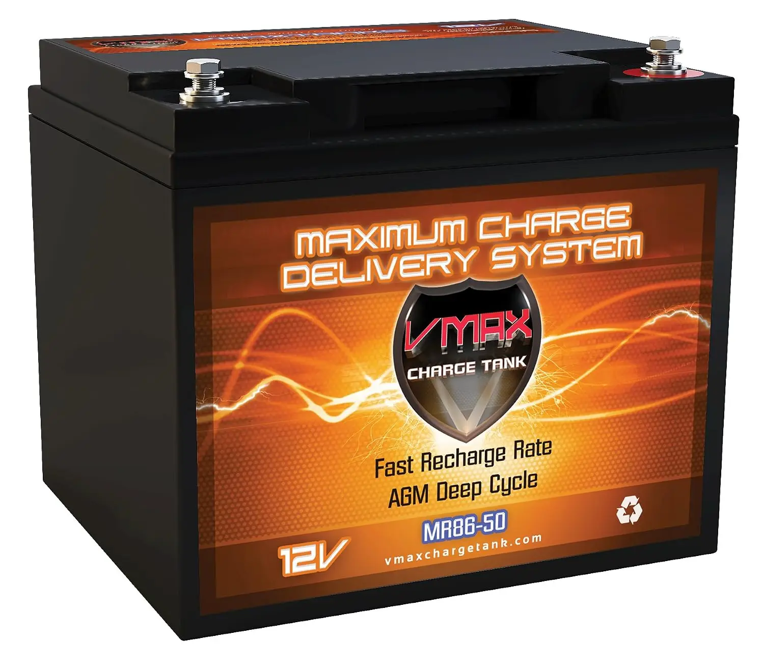 12V 50AH AGM Deep Cycle Battery for 45lbs Trolling Motor 7.8x6.6x6.7 Inches, Customized