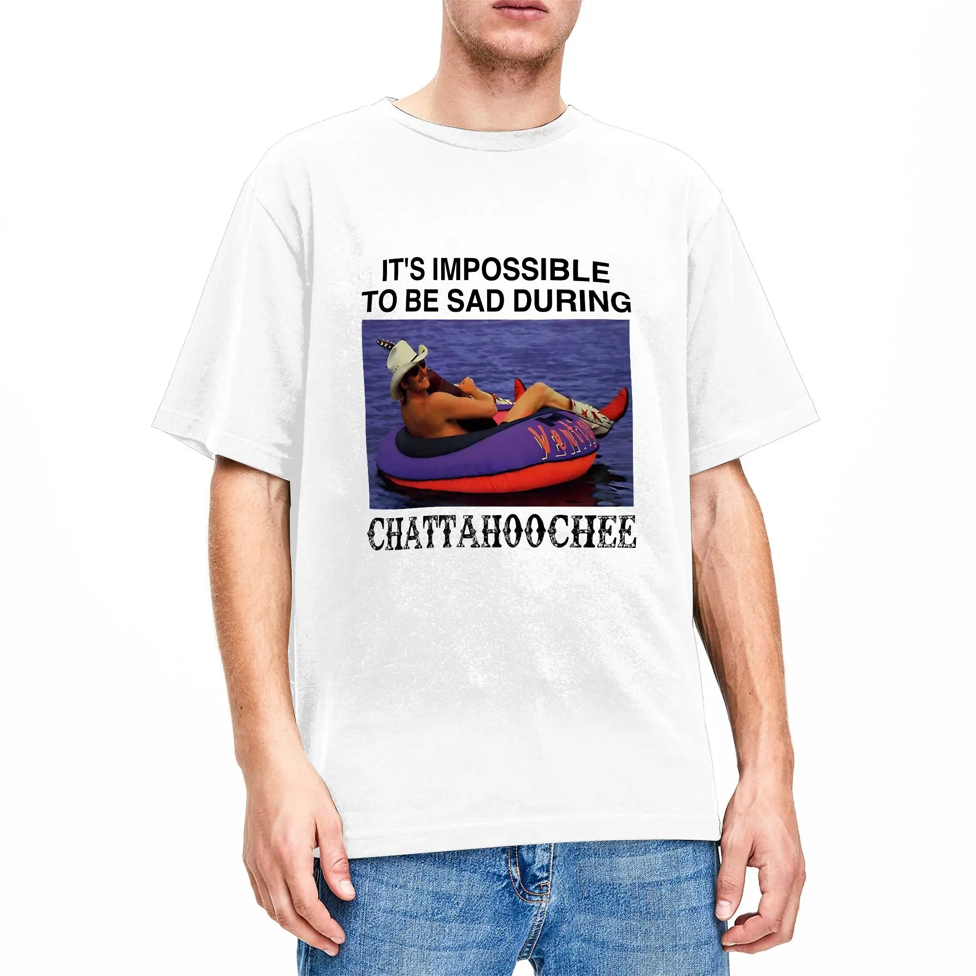 Men's its impossible to be sad during chattahoochee T Shirts  Cotton Tees Summer Short-Sleeve T-Shirt O Neck Fashion Tee Shirt