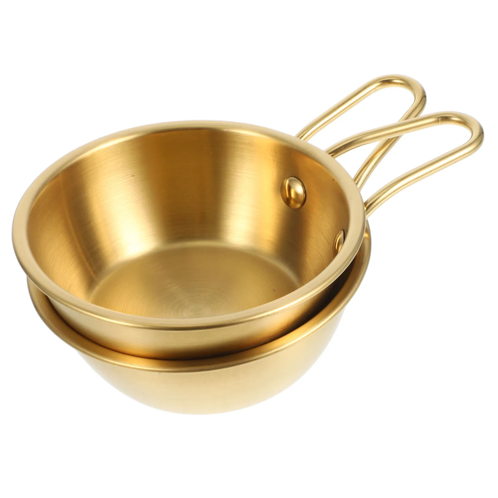 

2 Pcs Bowl Seasoning Bowl Rice Container Container With Handle Handles Korean Cuisine Soup Bowls Metal Small Bowls