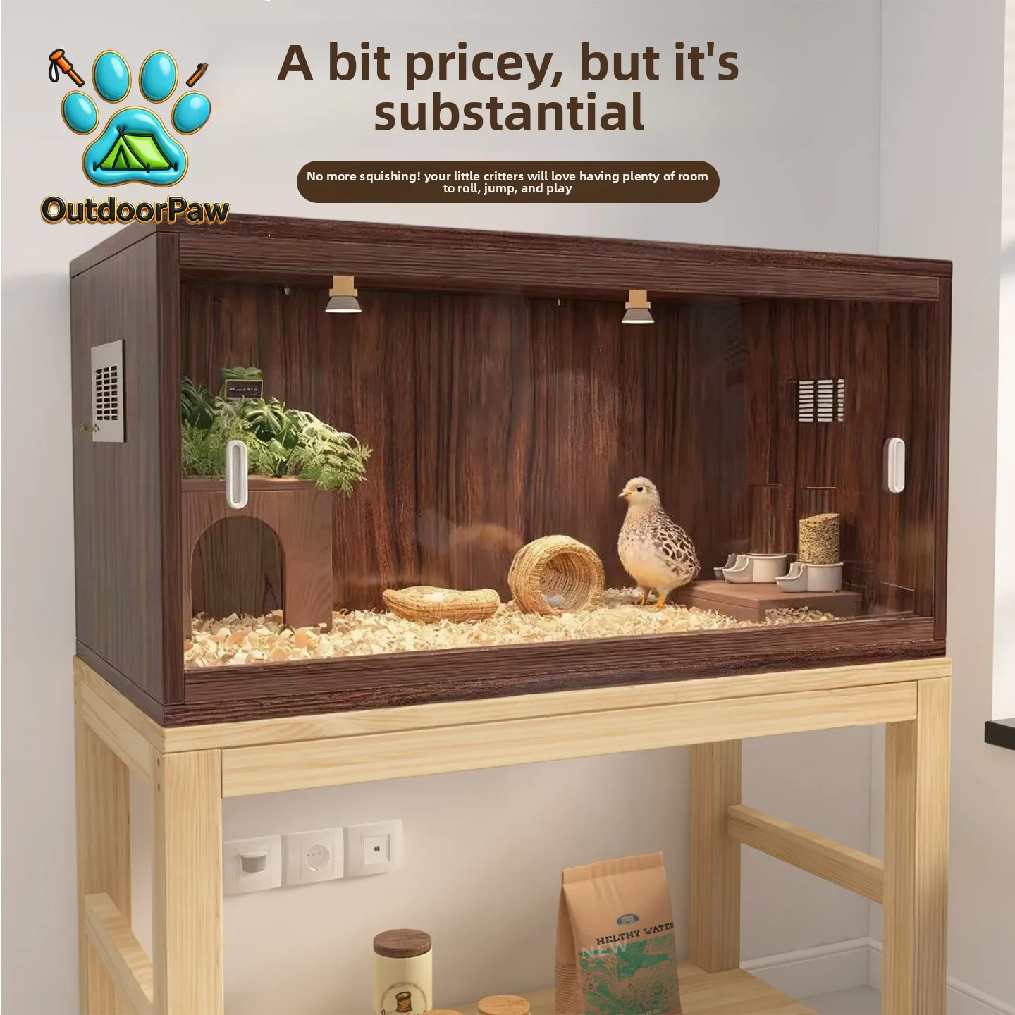 Rutin chicken feeding box luxury villa special feeding box pet cage large brooding constant temperature wooden box chicken cage