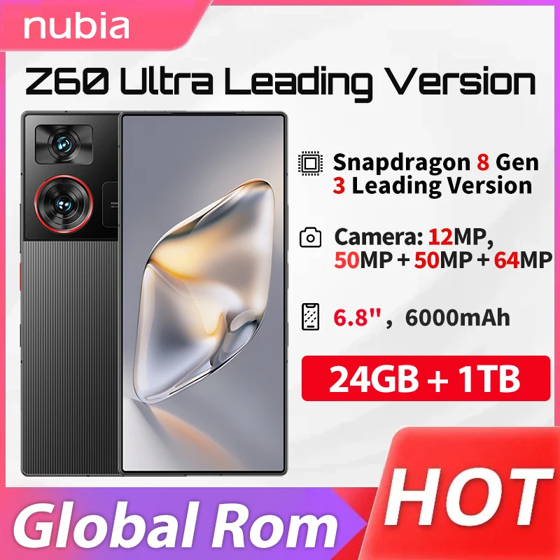 

Смартфон Nubia Z60 глобальной версии, Snapdragon 8 Gen 3, IP68, 6000 мАч, 80 Вт, быстрая зарядка