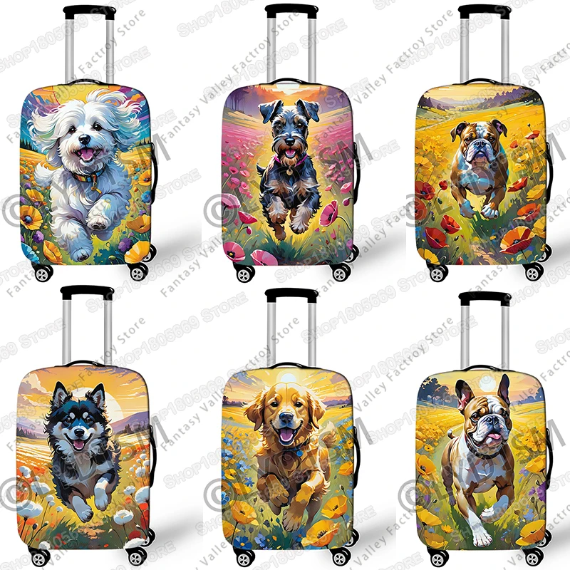 

Чехол для багажа с цветочным морским принтом собаки для путешествий, золотистый ретривер, пылезащитный чехол на тележке, эластичные защитные чехлы для чемодана