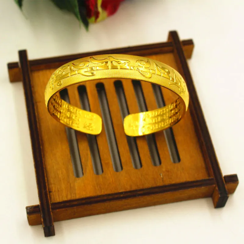 Fashion for long time does not fade side words true words heart sutra opening bracelet improvement gold bracelet wedding Jewelry