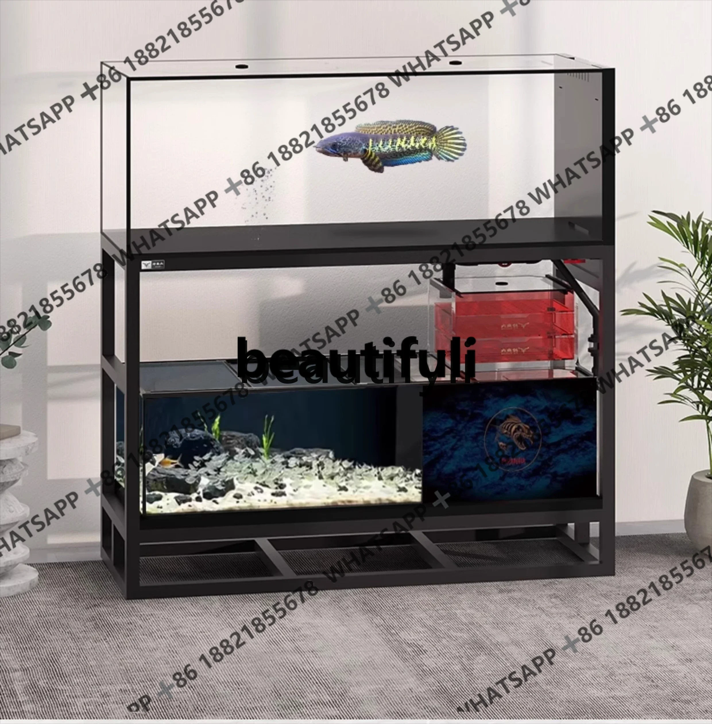 

X New Medium and Large Ultra-clear Glass Bottom Filter Double-layer Combination Aquarium