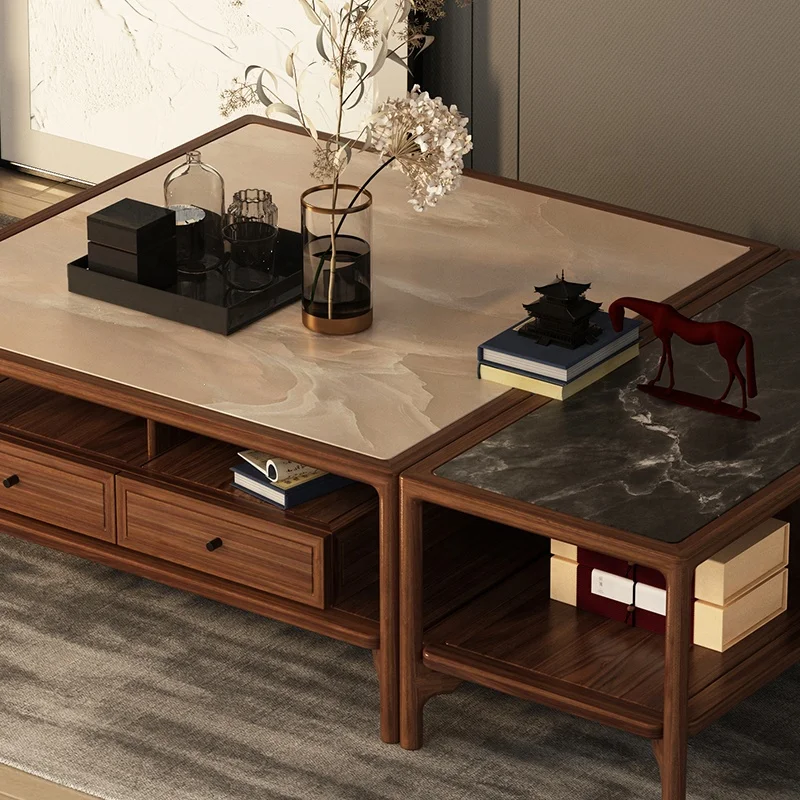 Mesa de centro de escritorio de mármol para el hogar chino, mesa de centro con función de almacenamiento