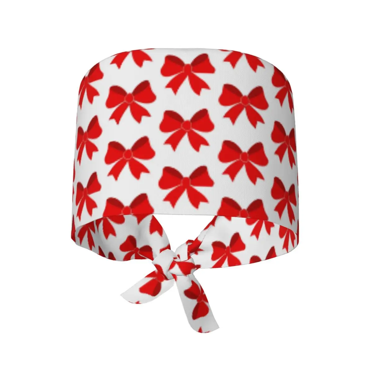 Working Caps For Unisex Seamless Pattern Of Red Bows Nurse Hat Adjustable Work Scrubs Hat Casual Tie Back Medical Cap