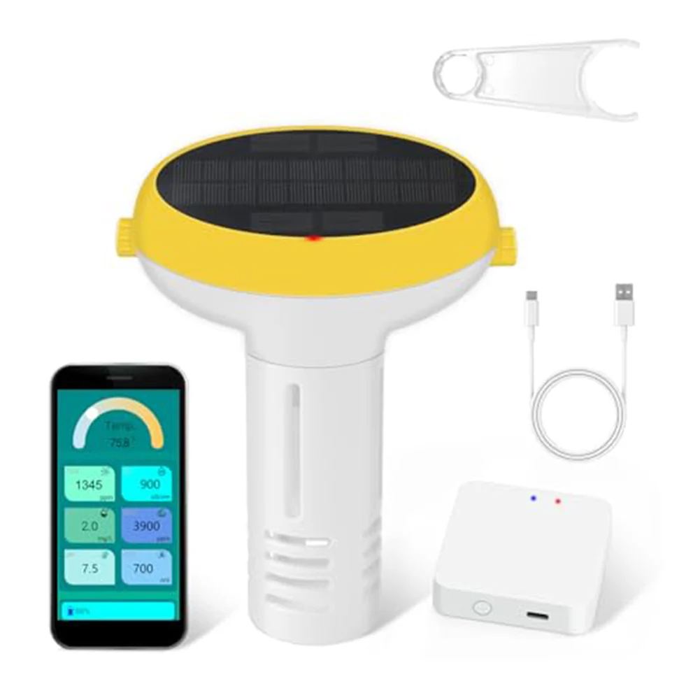 7 In 1 Tuya Zigbee Solar Water Quality Meter Solar Floating Water Quality Tester For Pool PH ORP Total Dissolved Solids Salinity