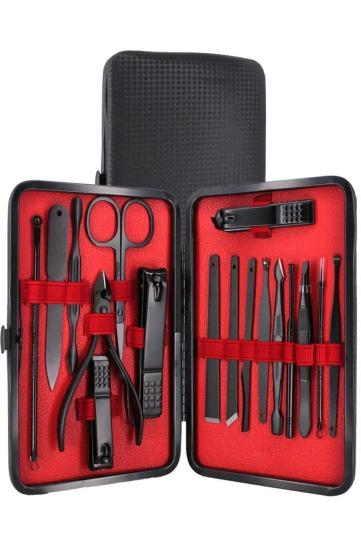 Saco de couro preto 17 peças conjunto manicure