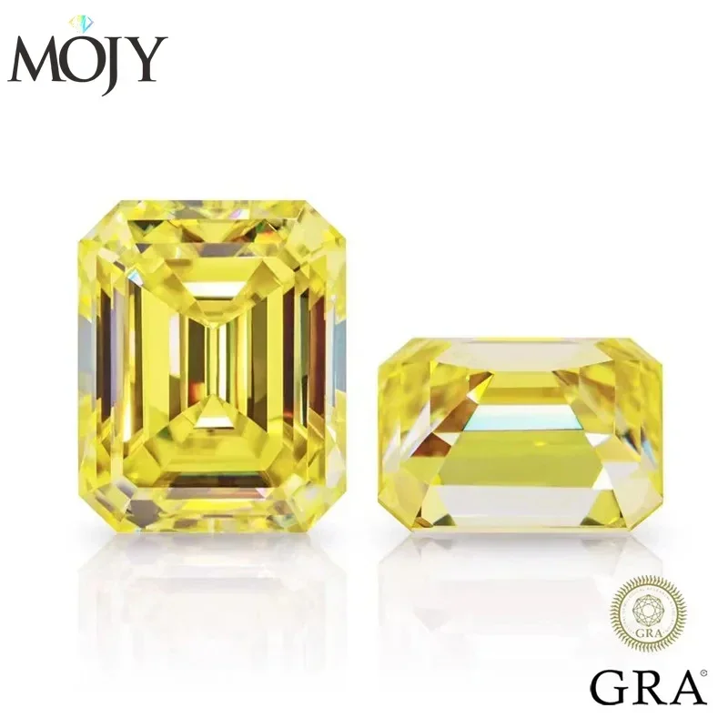 

MOJY Lemon Yellow Moissanite Stone Emerald Cut 0.5~10.0ct Gemstone with GRA Waist Code Excellent for Custom Fine Jewelry Making